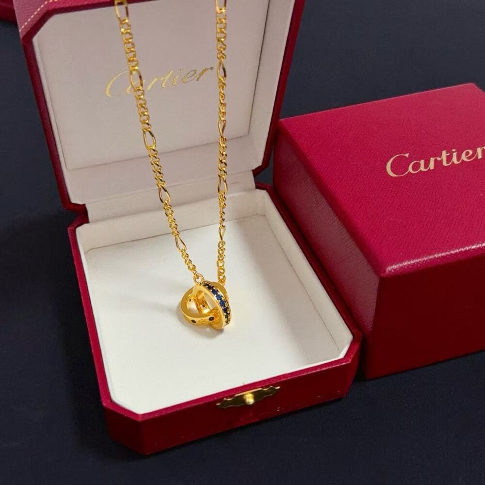 Cartier Trinity Gold Interlocking Rings Pendant Necklace
